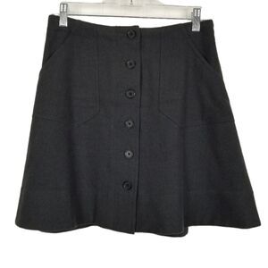 J Crew Wool Mini Skirt Button Front Gray ALine Size 2 Y2K Academia Preppy Grunge